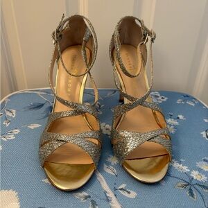 Ivanka Trump Sparkling Silver Strappy Heels
